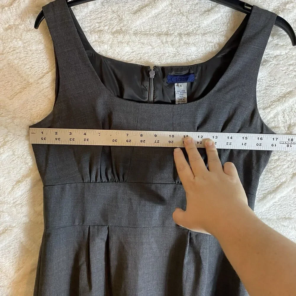 J. Crew Women’s Sz 6 Dress Dark Gray A Line Sleeveless Wool Stretch Lined